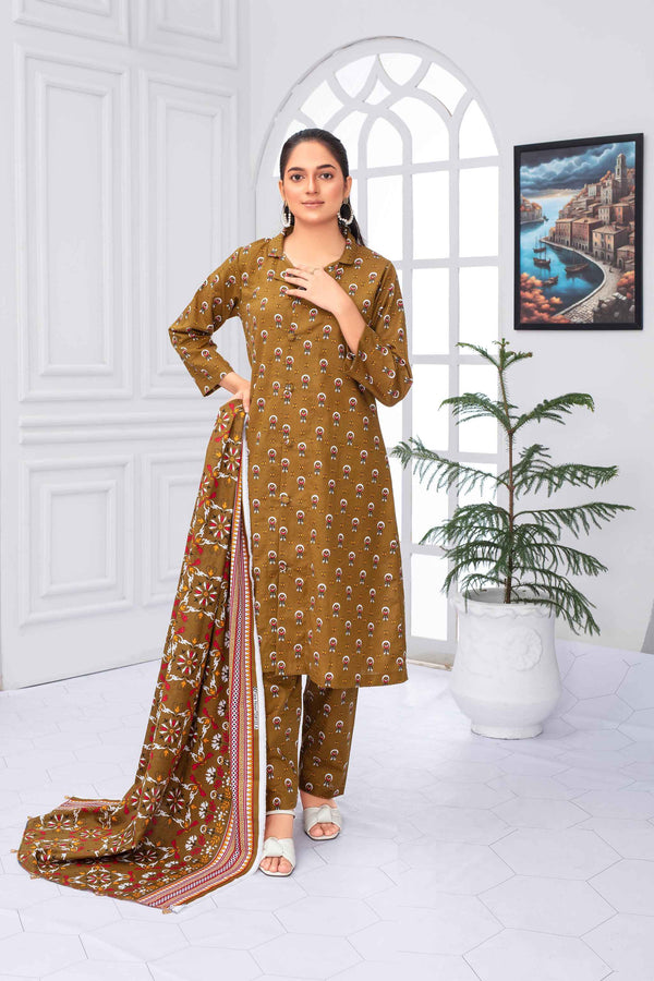 Unstitched Printed Khaddar 3 Piece