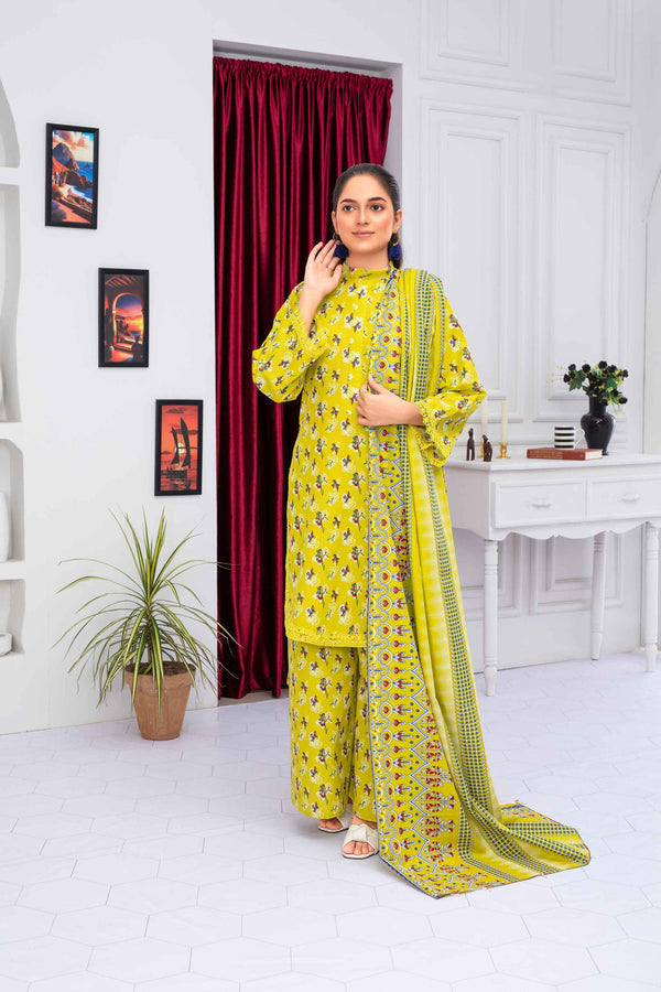 Unstitched Printed Khaddar 3 Piece