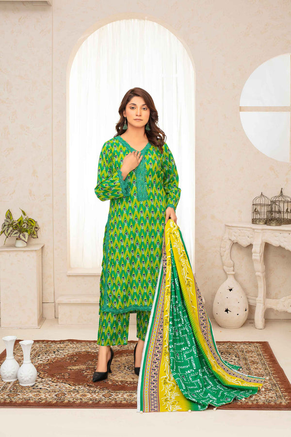 Unstitched Printed Khaddar 3 Piece