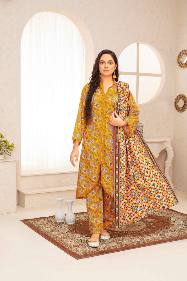 Unstitched Printed Khaddar 3 Piece