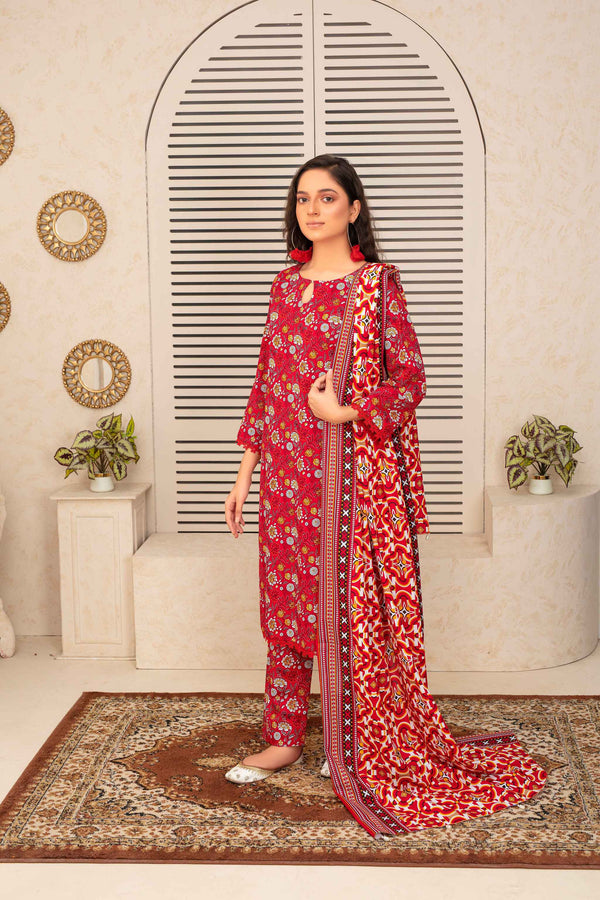 Unstitched Printed Khaddar 3 Piece