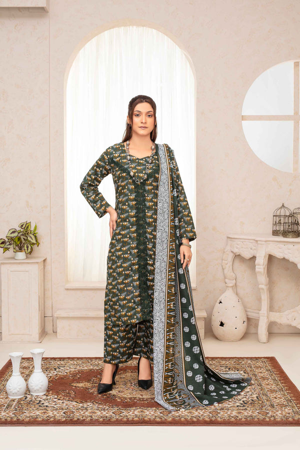 Unstitched Printed Khaddar 3 Piece