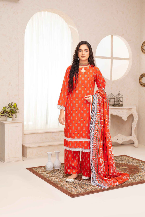 Unstitched Printed Khaddar 3 Piece