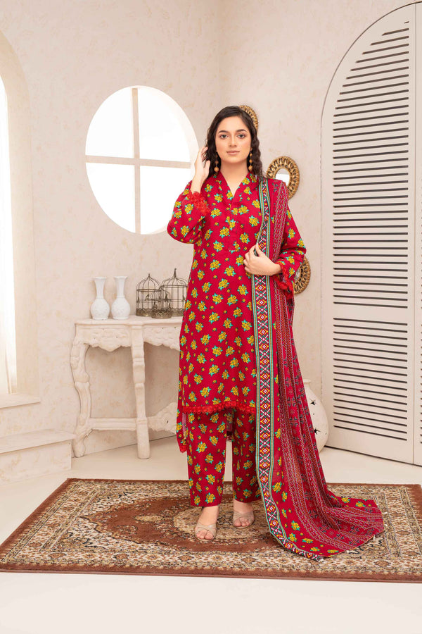 Unstitched Printed Khaddar 3 Piece