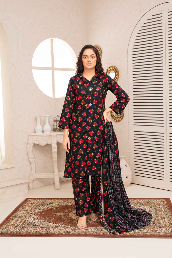 Unstitched Printed Khaddar 3 Piece