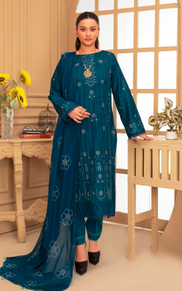 Unstitched Premium Embroidered Lawn Suit – 3 Piece