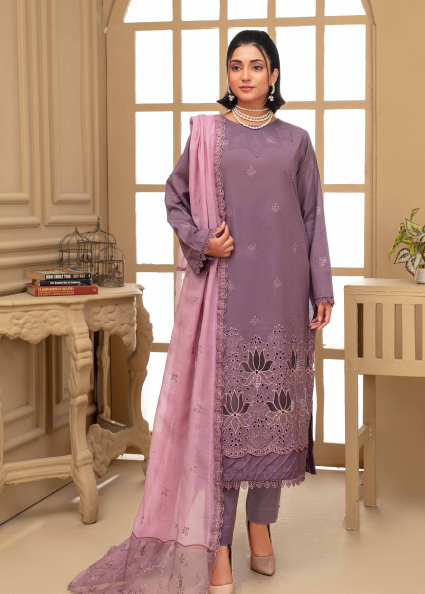 Unstitched Premium Embroidered Lawn Suit – 3 Piece