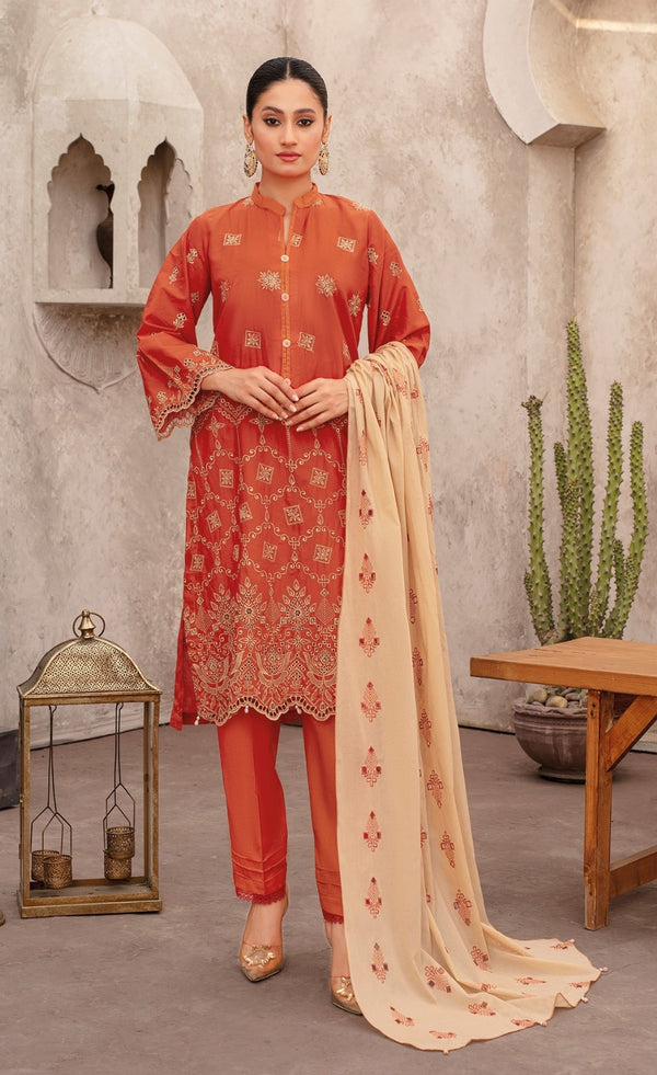 Unstiched Embroidered  Lawn 3pc