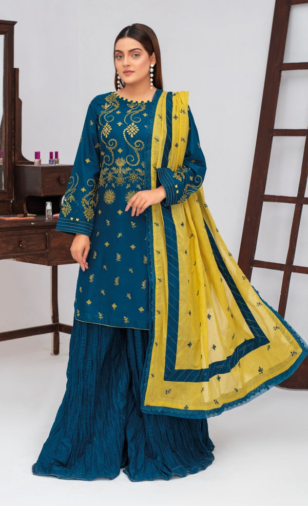 Unstiched Embroidered  Lawn 3pc