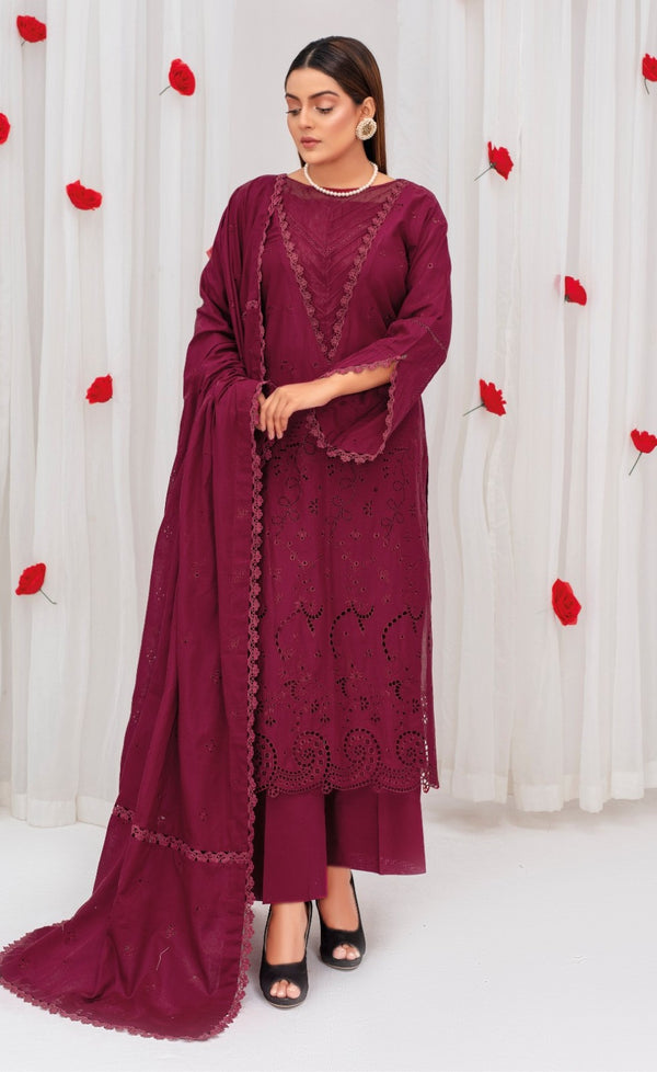 Unstiched Embroidered  Lawn 3pc