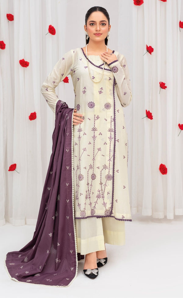 Unstiched Embroidered  Lawn 3pc