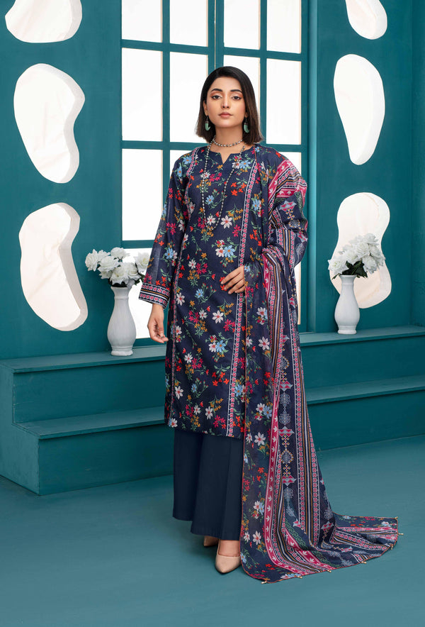 Fiza Noor – Dyed Base Embroidered Lawn Suit with Dupatta & Cambric Trouser (3-Piece Set) M04