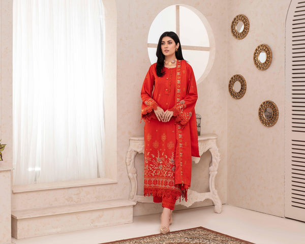 Nikhar By Fiza Noor Vol-A-02 Luxury Notica Wool Schiffli Embroidered 3-Piece Suit –d–7