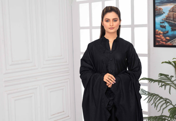 Nikhar By Fiza Noor Vol-A-03 Luxury Notica Wool Schiffli Embroidered 3-Piece Suit –d–9