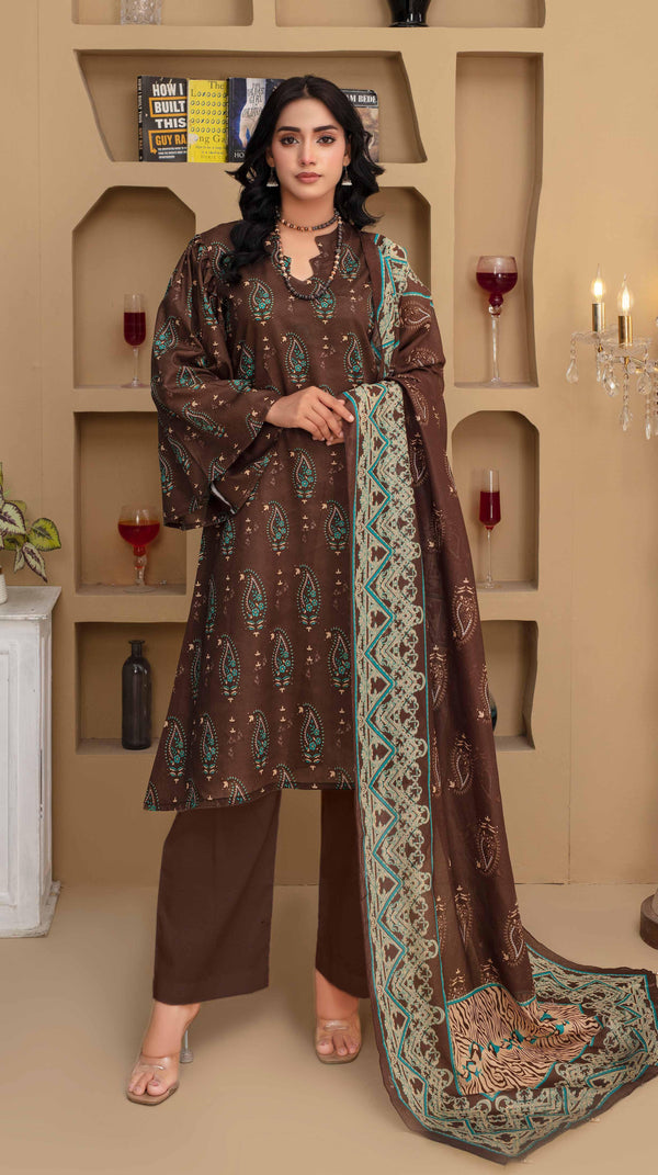Fiza Noor – Dyed Base Embroidered Lawn Suit with Dupatta & Cambric Trouser (3-Piece Set) M04