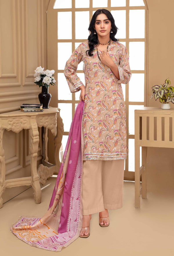Fiza Noor – Dyed Base Embroidered Lawn Suit with Dupatta & Cambric Trouser (3-Piece Set) M04