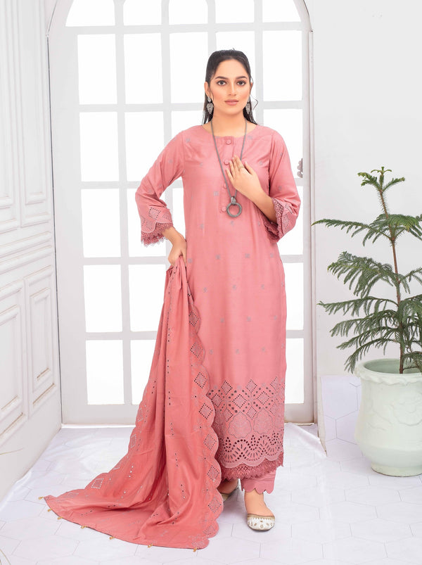 Nikhar By Fiza Noor Vol-A-03 Luxury Notica Wool Schiffli Embroidered 3-Piece Suit –d–6