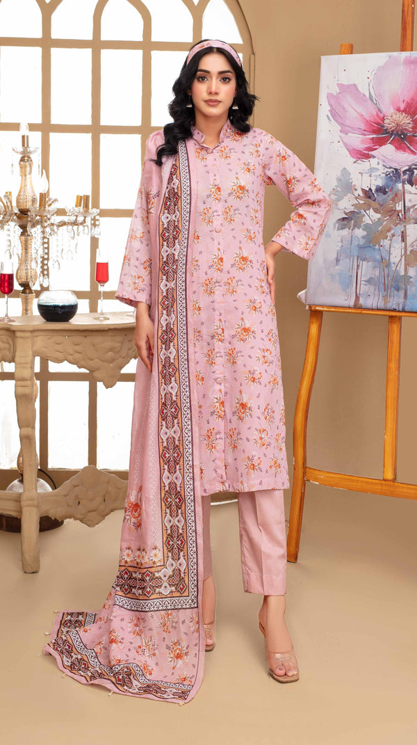 Fiza Noor – Dyed Base Embroidered Lawn Suit with Dupatta & Cambric Trouser (3-Piece Set) M04