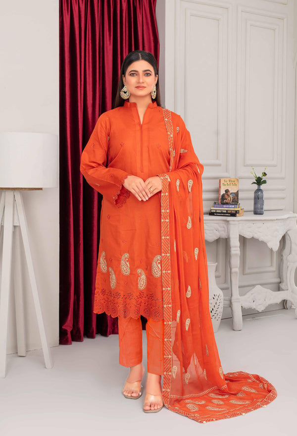 | Dyed Embroidered Lawn Collection 3pc  T 02