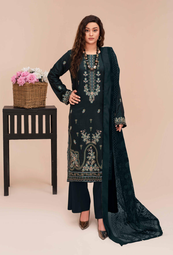 Unstitched Premium Embroidered Lawn Suit – 3 Piece Chashni –vol –5 –D07