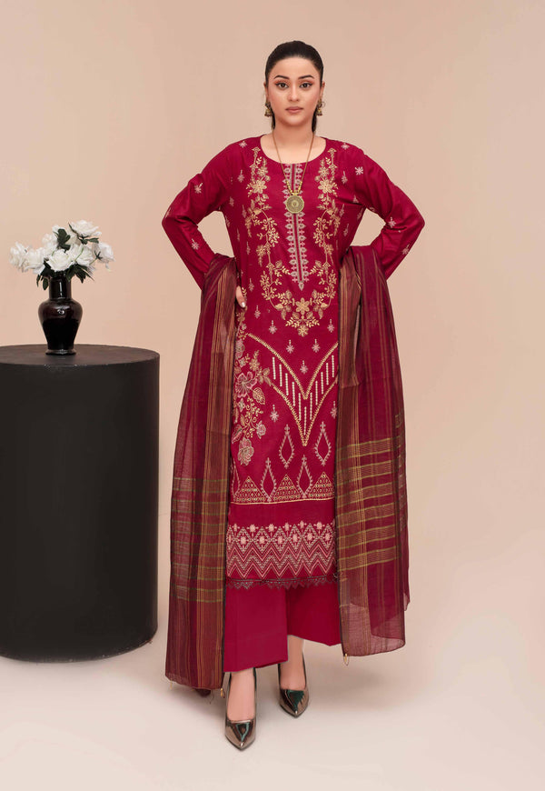 Unstitched Premium Embroidered Lawn Suit – 3 Piece Chashni –vol –5 –D08