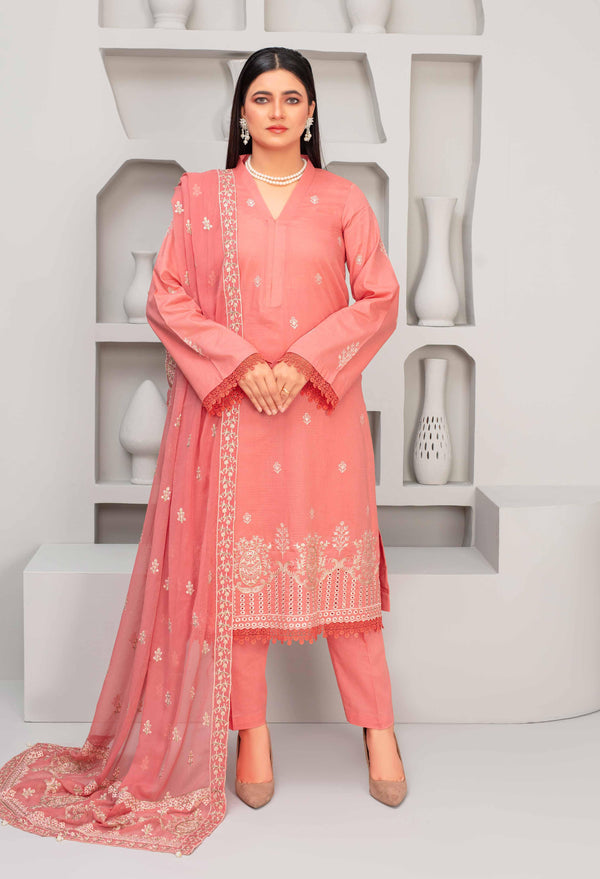 | Dyed Embroidered Lawn Collection 3pc  T 02