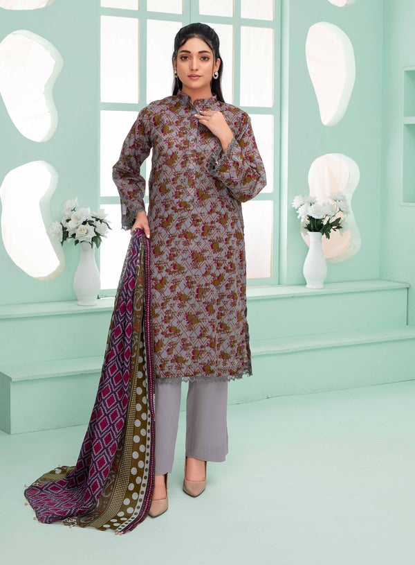 Unstiched Digital Printed Lawn 3pc Manar vol-C1-d-11