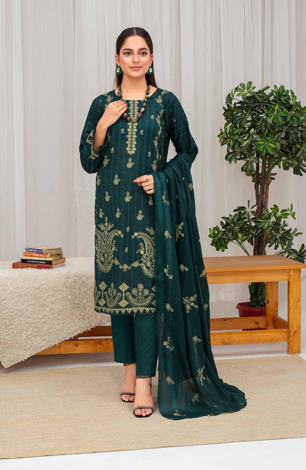 Fiza Noor – Dyed Base Embroidered Lawn Suit with Dupatta & Cambric Trouser (3-Piece Set) D6 d –09