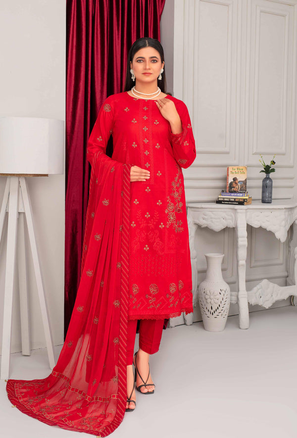 | Dyed Embroidered Lawn Collection 3pc  T 02