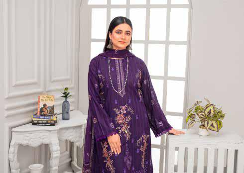 | Dyed Embroidered Lawn Collection 3pc  T 02