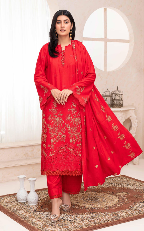 Nikhar By Fiza Noor Vol-A-02 Luxury Notica Wool Schiffli Embroidered 3-Piece Suit –d–4