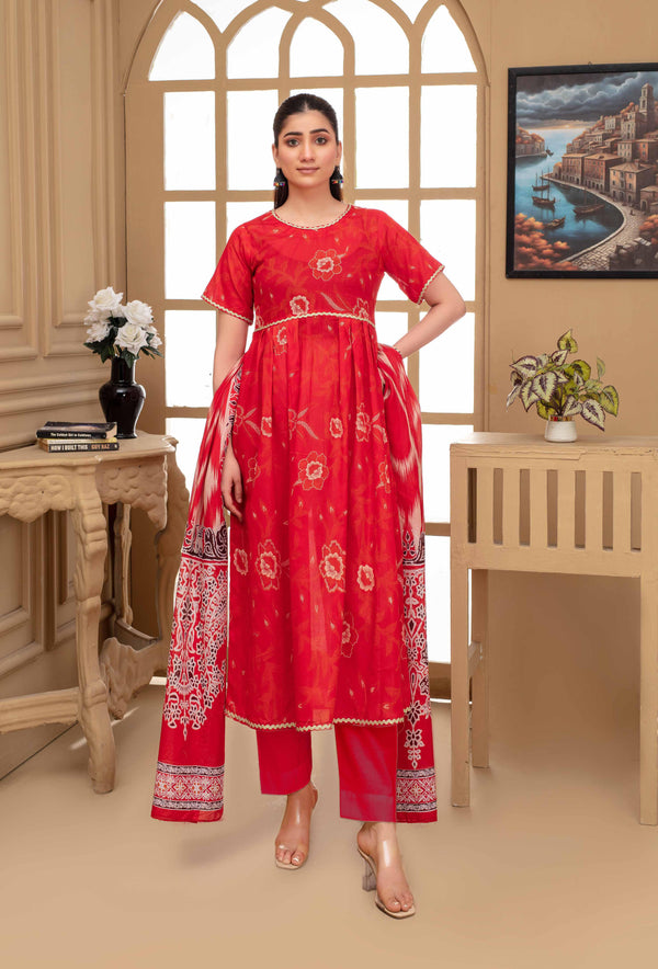 Fiza Noor – Dyed Base Embroidered Lawn Suit with Dupatta & Cambric Trouser (3-Piece Set) M04