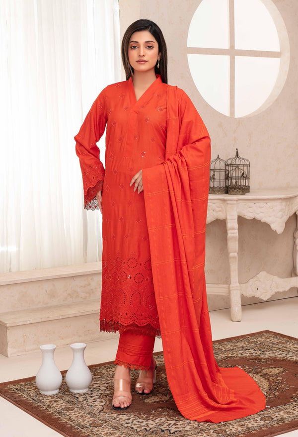 Nikhar By Fiza Noor Vol-A-04 Luxury Notica Wool Schiffli Embroidered 3-Piece Suit –d–4