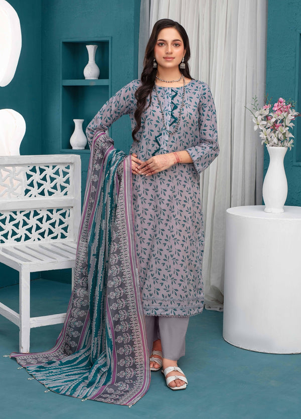 Fiza Noor – Dyed Base Embroidered Lawn Suit with Dupatta & Cambric Trouser (3-Piece Set) M02