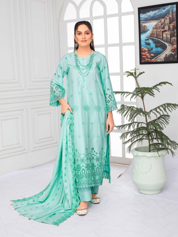 Nikhar By Fiza Noor Vol-A-03 Luxury Notica Wool Schiffli Embroidered 3-Piece Suit –d–4