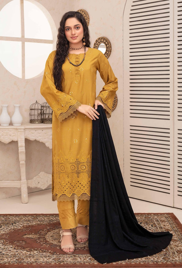 Nikhar By Fiza Noor Vol-A-04 Luxury Notica Wool Schiffli Embroidered 3-Piece Suit –d–1