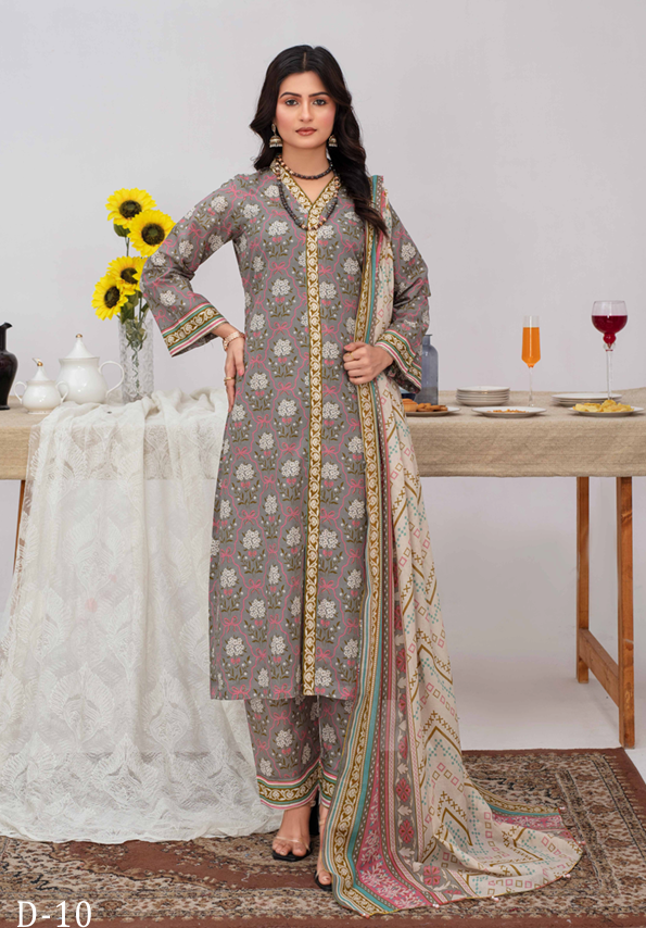 Unstiched Digital Printed Lawn 3pc