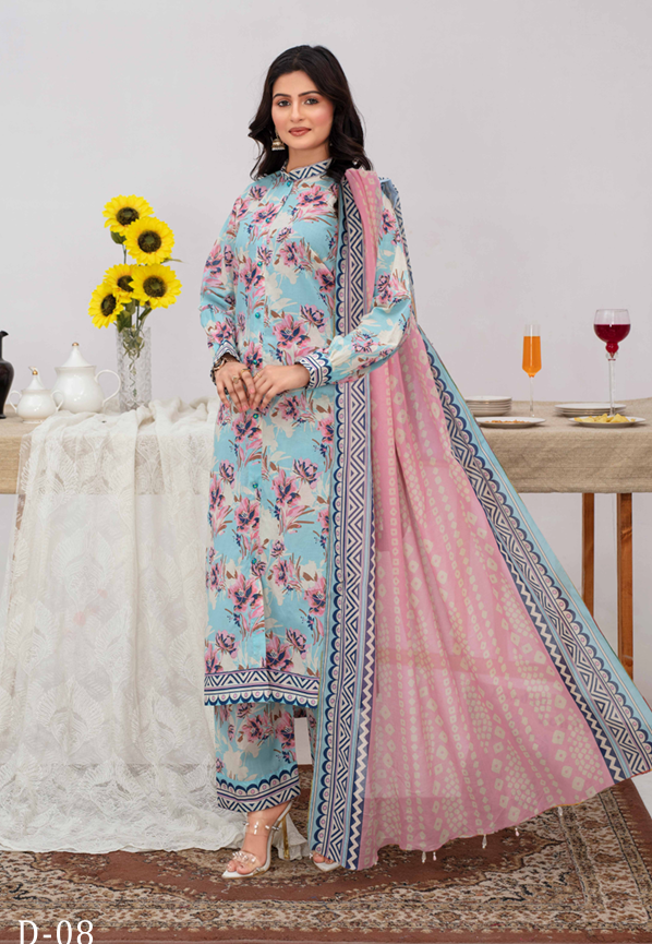 Unstiched Digital Printed Lawn 3pc