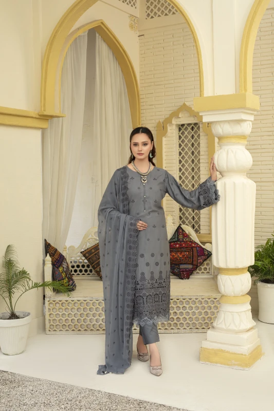 Unstitched Embroidered wool 3 Piece