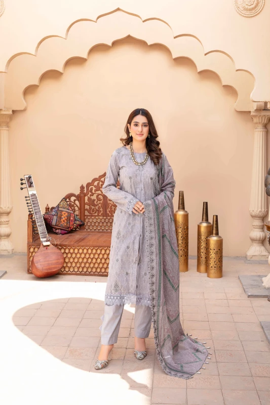 Unstitched Embroidered lawn 3 Piece