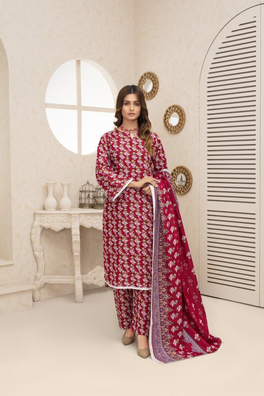 Unstitched Printed Khaddar 3 Piece