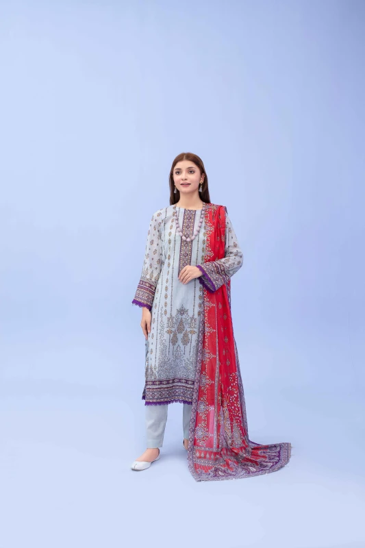 Unstitched Printed Lawn 3-Piece