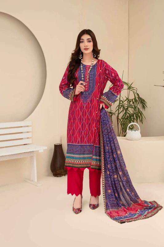 Unstitched Printed Lawn 3-Piece