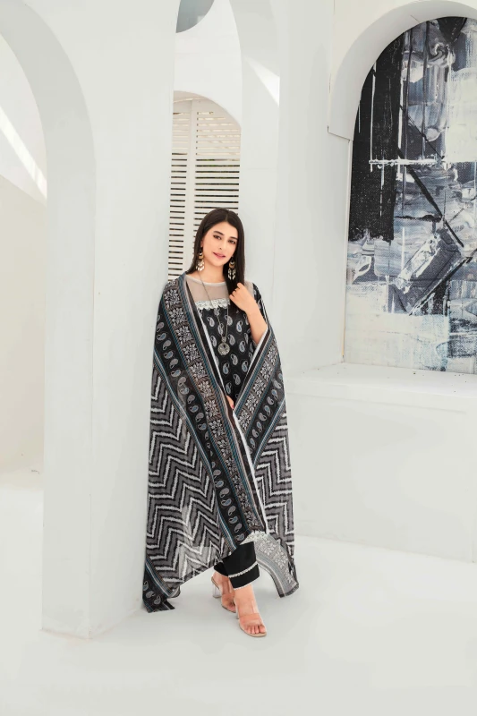 Unstitched Printed Lawn 3-Piece Set