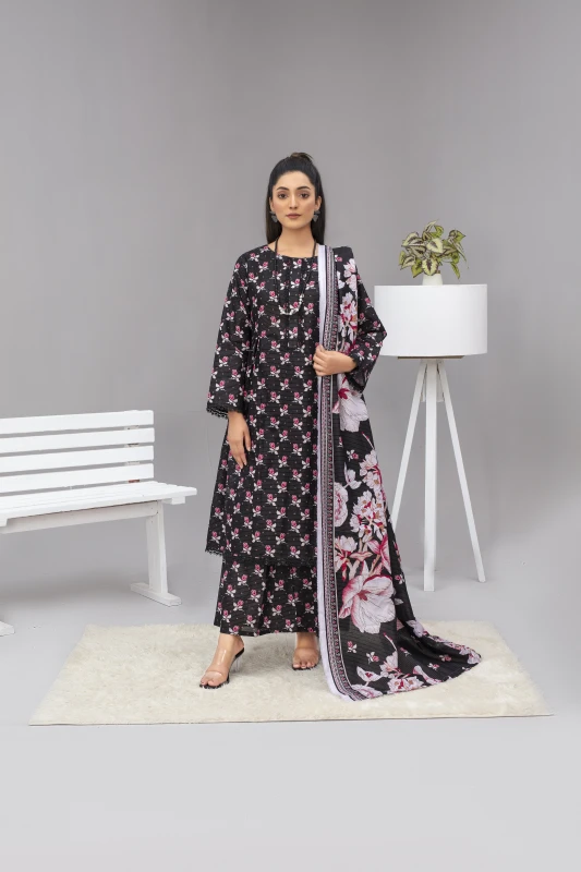 Unstitched Printed Khaddar 3 Piece