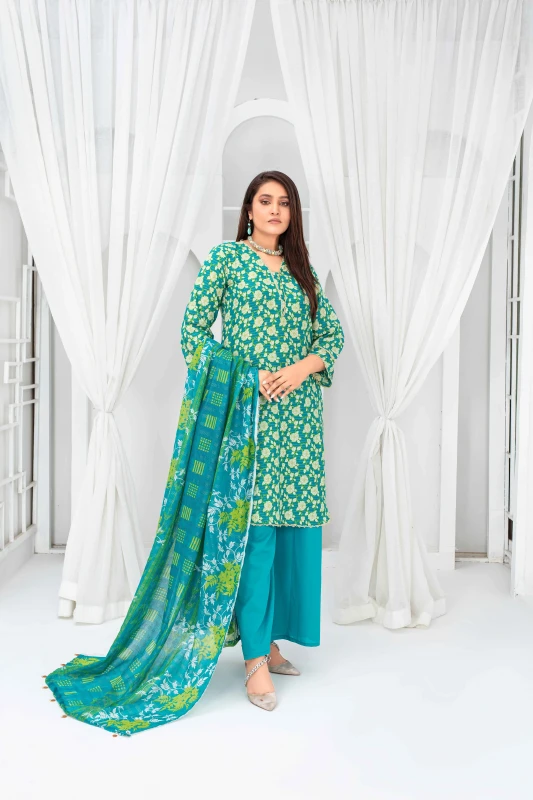 Unstitched Printed Lawn 3-Piece