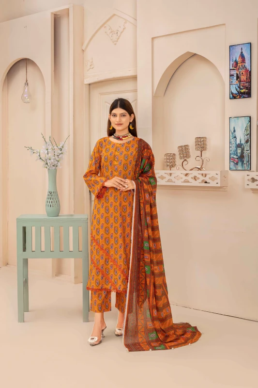 Unstitched Printed Lawn 3-Piece