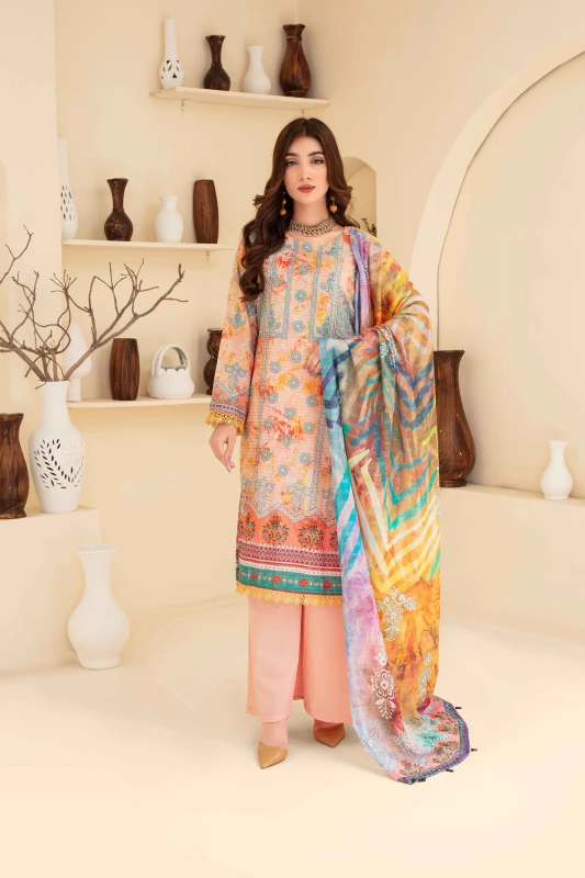 Unstitched Printed Lawn 3-Piece