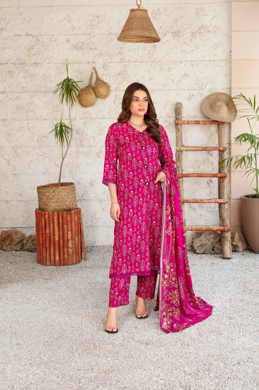 Unstitched Printed Lawn 3-Piece