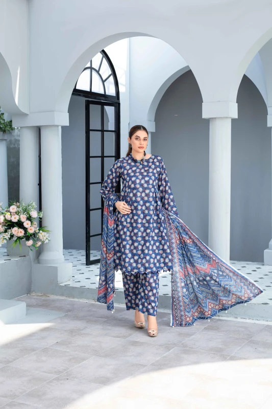 Unstitched Printed Lawn 3-Piece